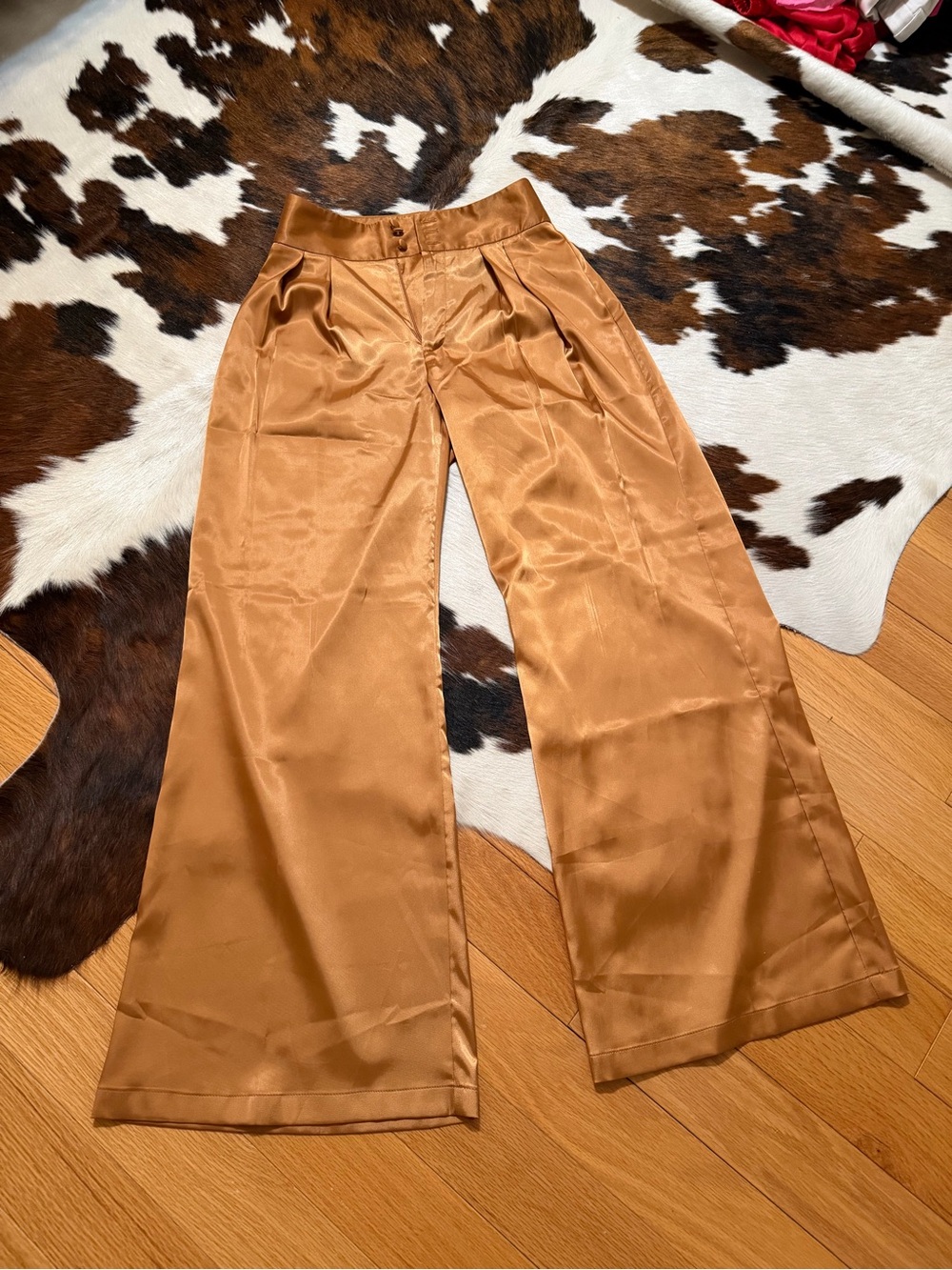 Forever 21 Caramel Satin Wide-Leg Pants